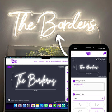 Custom neon sign designed for personalized home decor, business branding, or events. High-quality, waterproof LED neon with vibrant colors and energy efficiency. Créez votre enseigne néon sur mesure pour illuminer vos espaces.