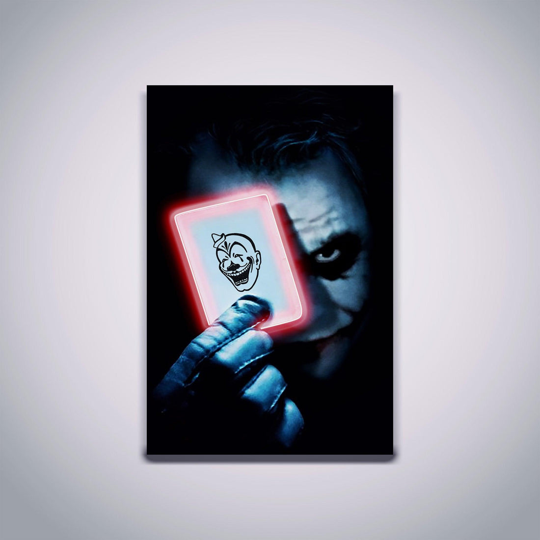 "Joker Neon Art featuring a vibrant and playful grin."