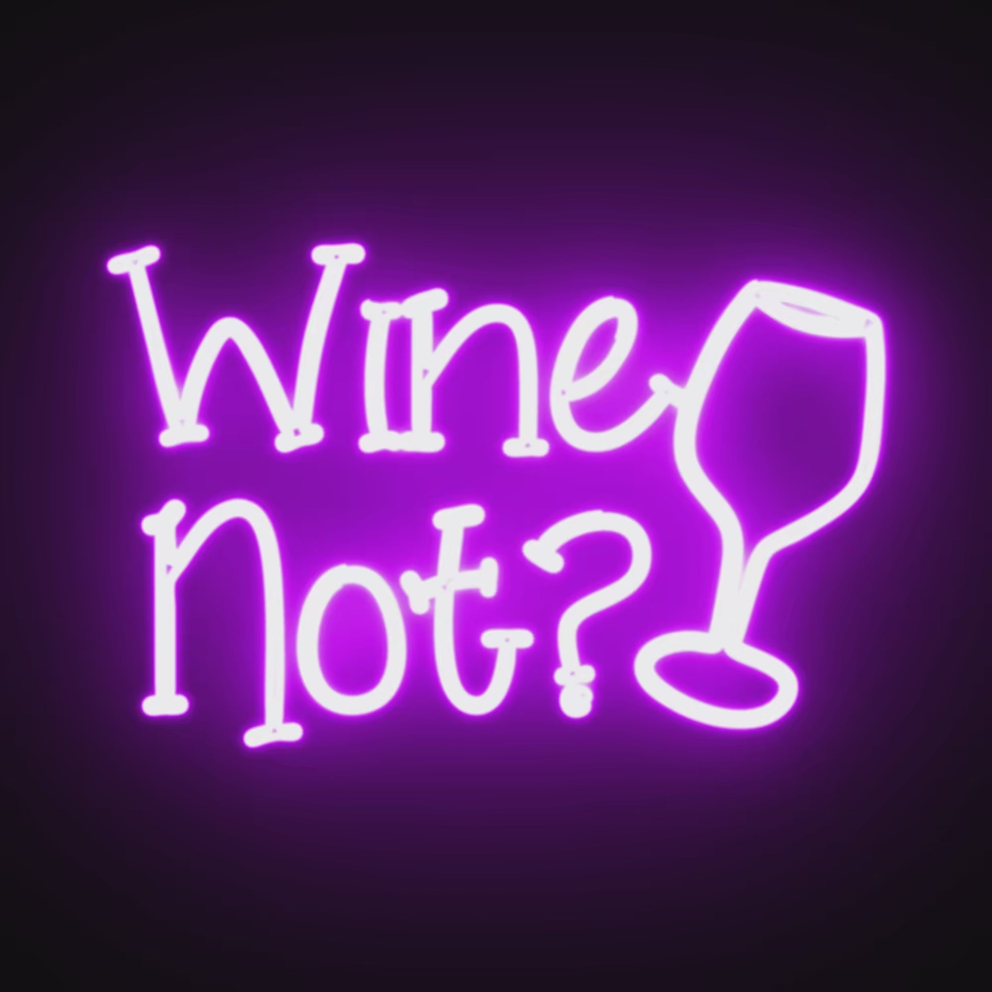 Watch the Wine Not? Neon Sign light up, creating a playful and inviting atmosphere for your wine space.