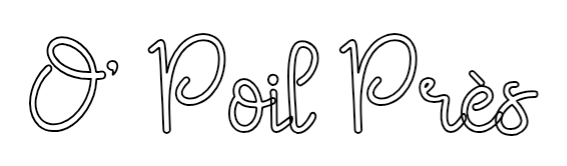 Neon personnalisé "O' Poil Près" de Color Neon affiché en blanc sur fond noir, lumière lumineuse et design moderne.