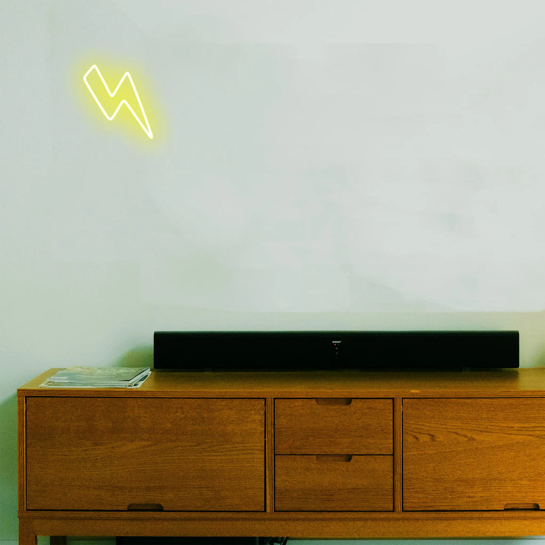 Thunderclap Neon Light glowing brightly with vibrant neon colors, making a bold statement in any space.